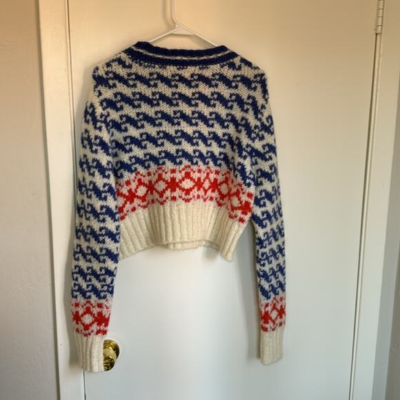 Mother The Wide Sleeve Fair Isle Jumper Cropped Sweater Size XS The Longest Run - Picture 6 of 6